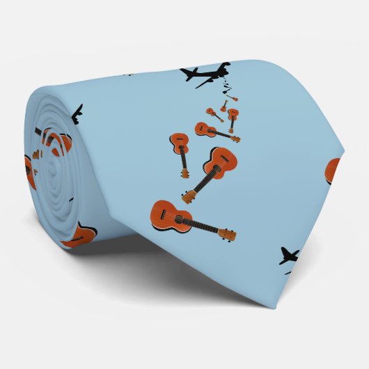 Ukuleles uit een vliegtuig gedropt stropdas (Opgerold)