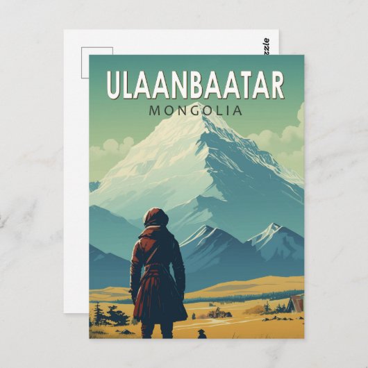 Ulaanbaatar Mongolië Reizen Kunst Vintage Briefkaart (Voorkant / Achterkant)