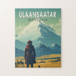 Ulaanbaatar Mongolië Reizen Kunst Vintage Legpuzzel<br><div class="desc">Ulaanbaatar retro vector reisontwerp. Het ligt in de vallei van de Tuul-rivier,  grenzend aan het Nationaal Park Bord Khan Uul.</div>