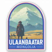 Ulaanbaatar Mongolië Reizen Kunst Vintage Sticker (Voorkant)