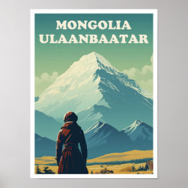 Ulaanbaatar Mongolië Vintage Travel Illustratie Poster