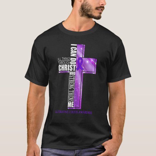 Ulceratieve Colitis Awareness Christelijk Cross Ri T-shirt (Voorkant)
