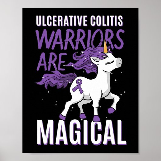 Ulceratieve Colitis Awareness IBD Unicorn Paars Ri Poster (Voorkant)