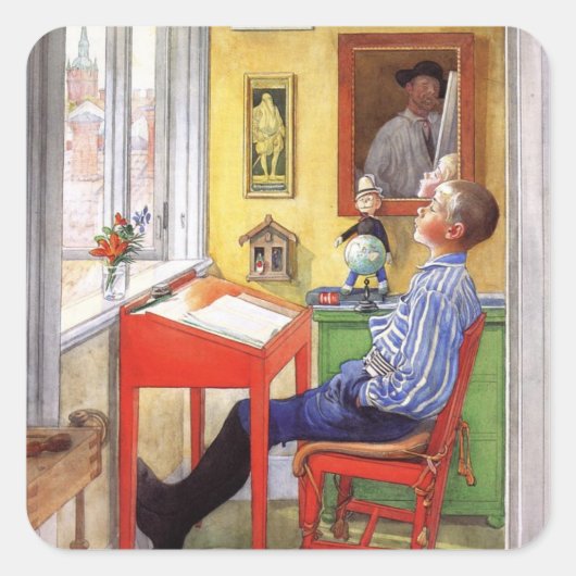 Ulf doet zijn huiswerk vierkante sticker (Voorkant)