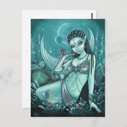 Uli Celestial Alien Mermaid Fae Dragon Briefkaart (Voorkant / Achterkant)