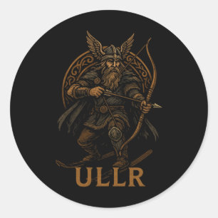 Ullr Noorse god van boogschieten en skiën  Ronde Sticker