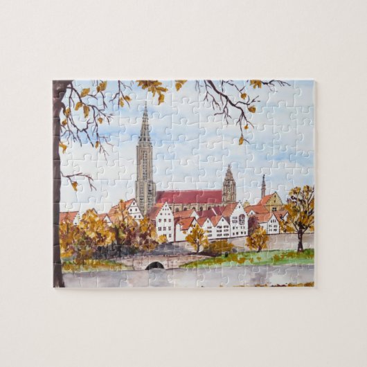 Ulm Cathedral Duitsland Townscape Acrylverf Legpuzzel (Horizontaal)