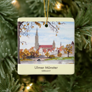 Ulm Minster Germany Schilderen door Farida Greenfi Keramisch Ornament