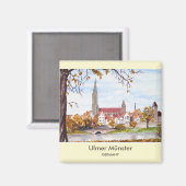 Ulm Minster Germany Schilderen door Farida Greenfi Magneet (Voorkant / Achterkant)