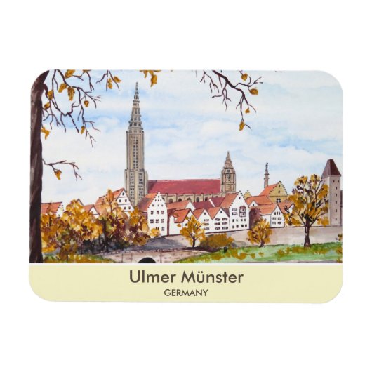 Ulm Minster Germany Schilderen door Farida Greenfi Magneet (Horizontaal)