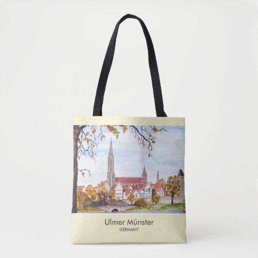 Ulm Minster Germany Schilderen door Farida Greenfi Tote Bag (Voorkant)
