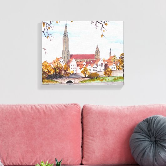 Ulmkathedraal in Duitsland Schilderend vierkant Ac Canvas Afdruk (Insitu (Woonkamer))