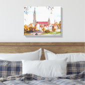 Ulmkathedraal in Duitsland Schilderend vierkant Ac Canvas Afdruk (Insitu (Slaapkamer))