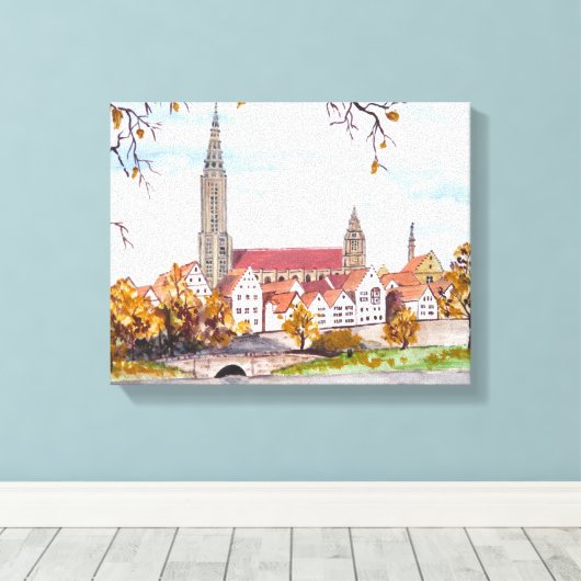 Ulmkathedraal in Duitsland Schilderend vierkant Ac Canvas Afdruk (Insitu (Houten vloer))