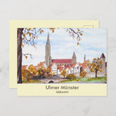 Ulmkathedraal in Duitsland Schilderplein Briefkaart (Voorkant / Achterkant)