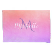 Ulraviolet roze perzikgradiënt met monogram kussensloop (Voorkant)