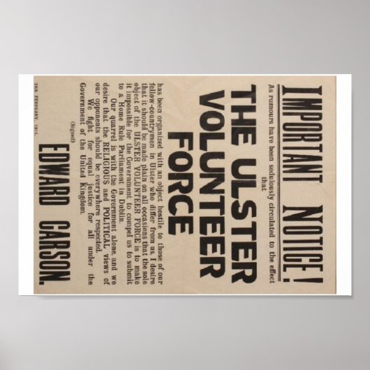 Ulster Poster 1913. (Voorkant)