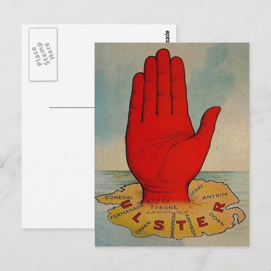 Ulster Red Hand & Map Briefkaart (Voorkant / Achterkant)