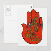 Ulster-Schots rood handontwerp. Briefkaart (Voorkant / Achterkant)