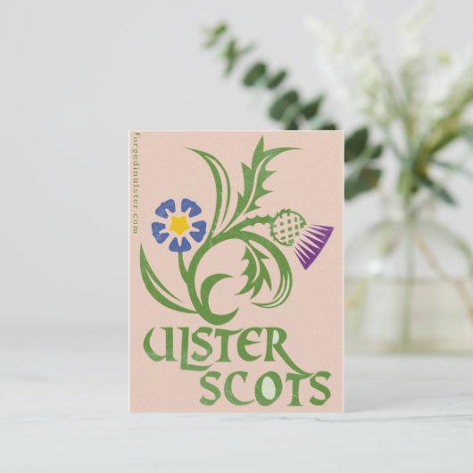 Ulster-Schots vlas en dikteistvormig ontwerp. Briefkaart (Staand voorkant)
