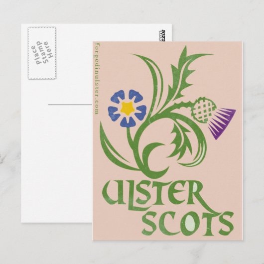 Ulster-Schots vlas en dikteistvormig ontwerp. Briefkaart (Voorkant / Achterkant)