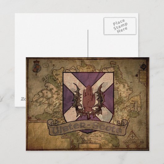 Ulster Scots antiek map briefkaart (Voorkant / Achterkant)