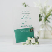 Ultdik papier zilveren trouwuitnodiging kaart (Staand voorkant)