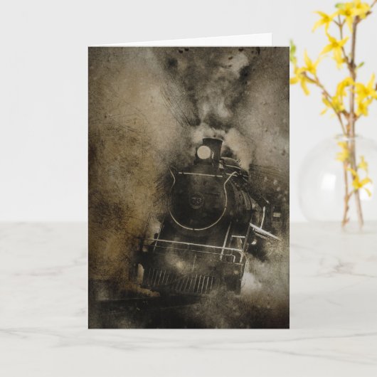 Ulterior Locomotives Train Lover Verjaardag Kaart (Gele Bloem)