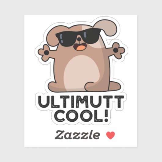 Ulti-mutt Cool Funny Dog Pun Sticker (Vel)