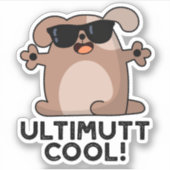 Ulti-mutt Cool Funny Dog Pun Sticker (Voorkant)