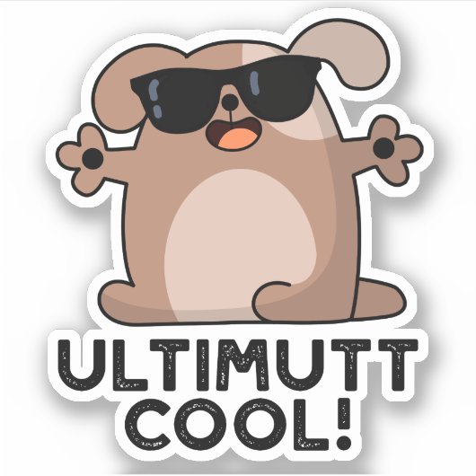 Ulti-mutt Cool Funny Dog Pun Sticker (Voorkant)
