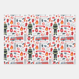 Ultieme brandweerman - Heroic Fire Rescue Thema Inpakpapier Vel