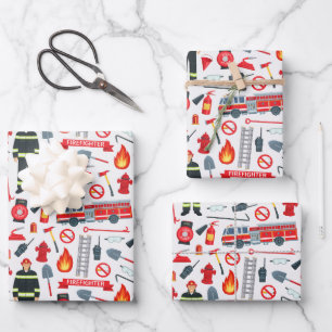 Ultieme brandweerman - Heroic Fire Rescue Thema Inpakpapier Vel