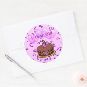 Ultieme Cute 1 Jaar Verjaardagstaartstickers Ronde Sticker (Envelop)