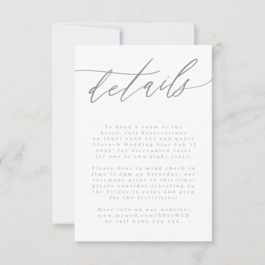 Ultieme eenvoudige lichte grijze, moderne handmati RSVP kaartje (Voorkant)