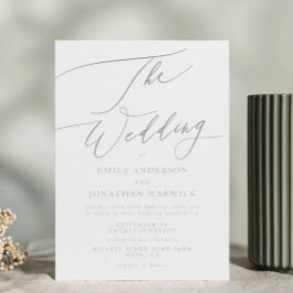 Ultieme eenvoudige lichtgrijs wit de bruiloft kaart