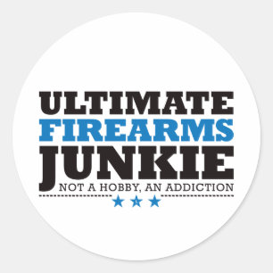 Ultieme Firearms Junkie - blauw Ronde Sticker