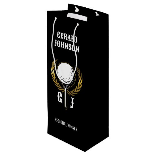 Ultieme Golf Monogram Design Kleine Gift Bag Wijn Cadeautas (Achterkant Gekanteld)