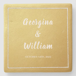 Ultieme gouden bruiloft bruid & bruidegom stenen onderzetter