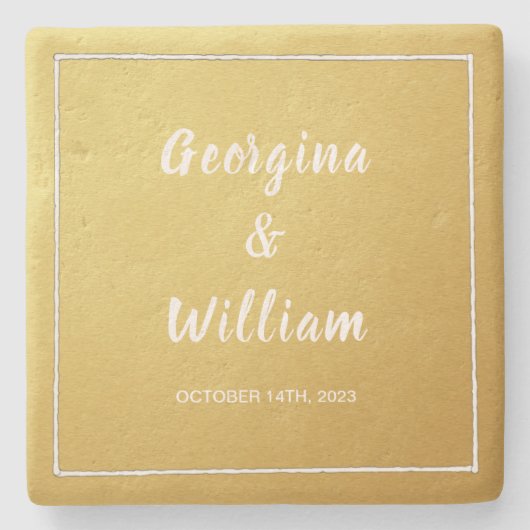 Ultieme gouden bruiloft bruid & bruidegom stenen onderzetter (Voorkant)
