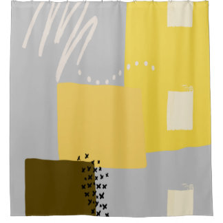 Ultieme grijze en lichtgevende Gele kleur Nr3 Douchegordijn