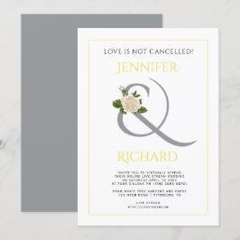 Ultieme grijze, gele en virtuele bruiloft kaart