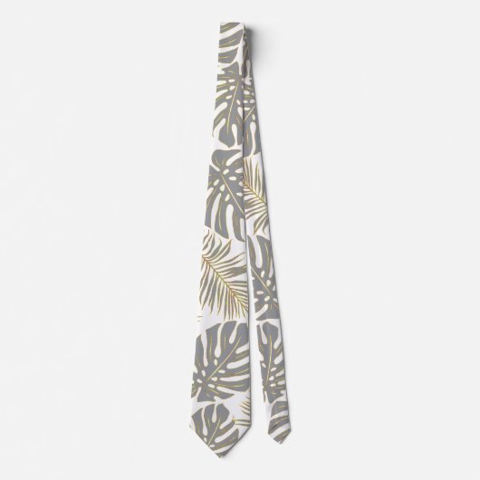 Ultieme grijze tropische monstera en palmbladeren stropdas (Voorkant)