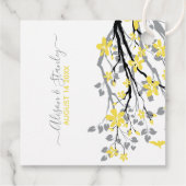 Ultieme grijze vertakking, lichtgele bloemen bedankjes labels (Achterkant)