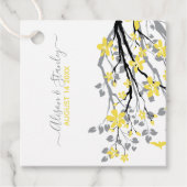 Ultieme grijze vertakking, lichtgele bloemen bedankjes labels (Voorkant)