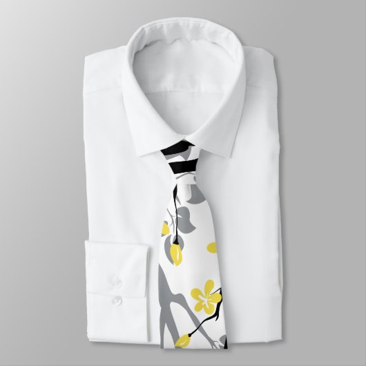 Ultieme grijze vertakking, lichtgele bloemen stropdas (Gebonden)