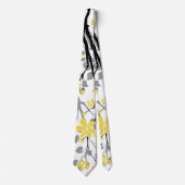 Ultieme grijze vertakking, lichtgele bloemen stropdas (Voorkant)