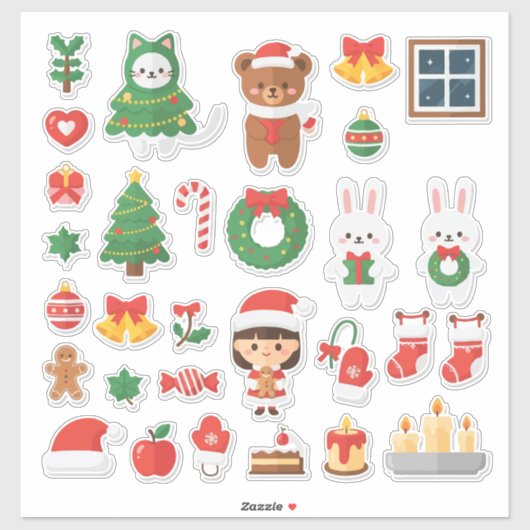 Ultieme Kawaii Kerstpret! Mega Sticker (Vel)