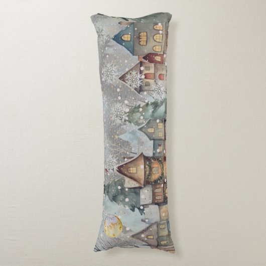 Ultieme kerst dorp sneeuw lichaamskussen (Voorkant Verticaal)