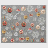 Ultieme kerstboom bollen staal grijs cadeaupapier (Vlak)